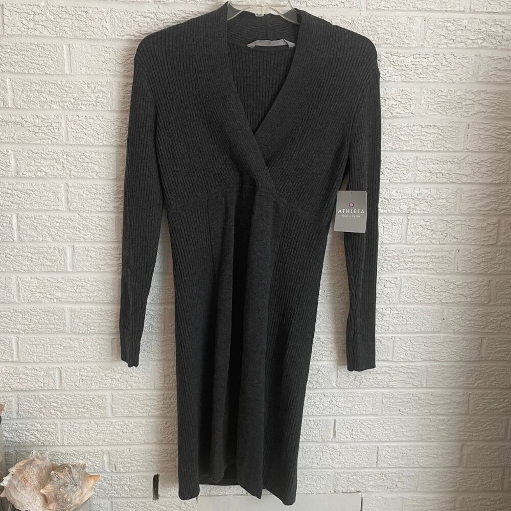 NWT Athleta Chalet ribbed knit v-neck sweater dress Large TALL